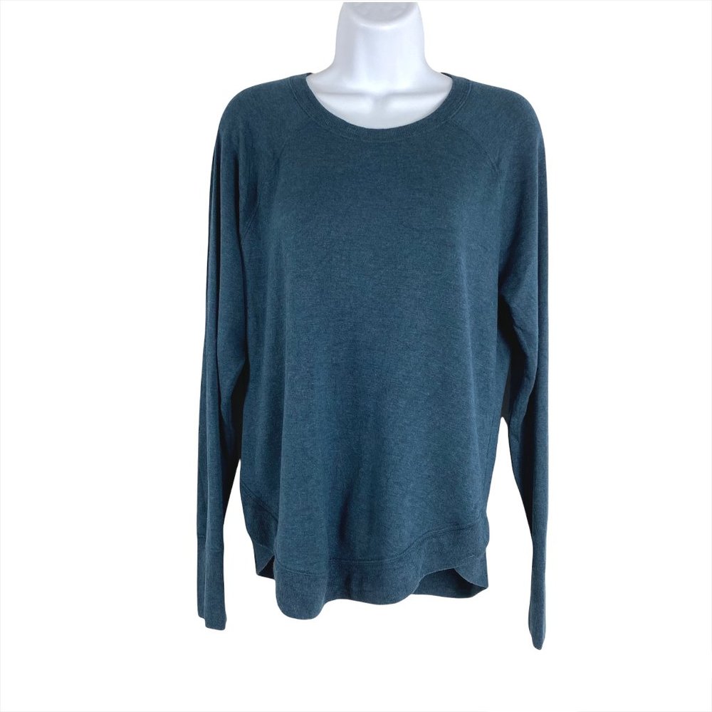 Athleta Mindset Sweatshirt Long Sleeve Teal Modal Spandex Women's Medium